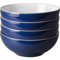 Set of Four Denby Elements Dark Blue Cereal Bowls Blue