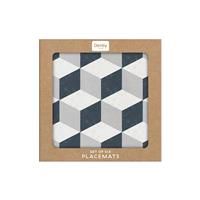 Denby Grey Geometric Square Set Of 6 Placemats