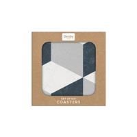 Denby Geometric Square Coasters, Grey, Set of 6