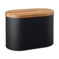 Denby Black Bread Bin With Acacia Lid