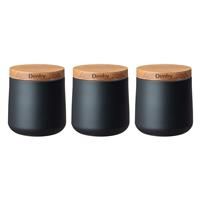 Denby Set Of 3 Black Storage Canisters