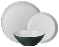 Denby - Impression Blue Dinner Set For 4 - 12 Piece Ceramic Tableware Set - Dishwasher Microwave Safe Crockery Set - 4 x Dinner Plates, 4 x Small Plates, 4 x Cereal Bowls- Spiral Design