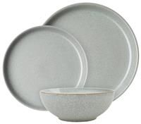 Denby Elements 12 Piece Stoneware Dinner Set - Light Grey