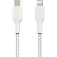 Belkin Braided USB-C to Lightning Cable (iPhone Fast Charging Cable for iPhone 12, 12 Pro, 12 Pro Max, 12 mini and Earlier Models) Boost Charge MFi-Certified iPhone USB-C Cable (2m, White)