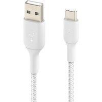 Belkin Boost Charge Braided USB-C Cable (USB-C to USB-A Cable, USB Type-C Cable for Samsung, Pixel, iPad Pro, Nintendo Switch and More) 1 m, White