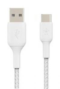 Belkin Boost Charge Braided USB-C Cable (USB-C to USB-A Cable, USB Type-C Cable for Samsung, Pixel, iPad Pro, Nintendo Switch and More) 2 m, White
