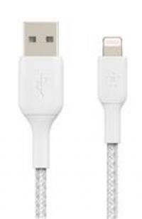 Belkin Braided Lightning Cable (Boost Charge Lightning to USB Cable for iPhone, iPad, AirPods) MFi-Certified iPhone Charging Cable, Braided Lightning Cable (3m, White)