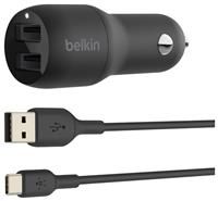 Belkin Dual USB Car Charger 24W + USB-C Cable (Boost Charge Dual Port Car Charger, 2-Port USB Car Charger) Nintendo Switch Car Charger, iPad Pro Car Charger