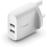 BELKIN Dual USB-A 24 W Mains Charger - White