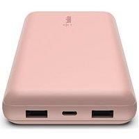 Belkin USB C Portable Charger 20000 mAh, 20K Power Bank with USB Type C Input Output Port and 2 USB A Ports with Included USB C to A Cable for iPhone, Galaxy, and More – Rose Gold