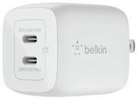 Belkin 45W Dual USB Type C Wall Charger, Fast Charging Power Delivery 3.0 with GaN Technology for iPhone 14, 13, 12, Pro, Pro Max, iPad Pro 12.9, 11, MacBook, Galaxy S23, S23+, Ultra, Tab And More