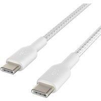 Belkin Braided USB-C to USB-C Fast Charge Cable for Samsung Galaxy Note 20, S23, S23 +, S23 Ultra, Pixel 7, iPad Pro, iPad Mini, Nintendo Switch, USB Type-C Fast Charging Cable 1m, 2 pack -White