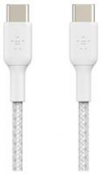 Belkin Braided USB-C to USB-C Fast Charge Cable for Samsung Galaxy Note 20, S23, S23 +, S23 Ultra, Pixel 7, iPad Pro, iPad Mini, Nintendo Switch, USB Type-C Fast Charging Cable 1m, 2 pack -White