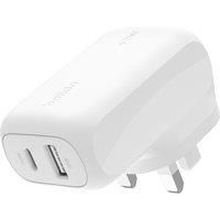 Belkin BoostCharge 42W Dual Port Wall Charger, USB-C + USB-A Charger Fast Charging for iPhone 15, 15 Plus, 15 Pro, 15 Pro Max, 14, 14 Pro Max, 13, Galaxy S24, Plus, Ultra, iPad, AirPods & More - White