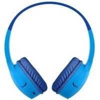 Belkin SoundForm Mini Kids Wireless Headphones with Built-In Microphone, 30H of Playback Time, & Fun Stickers - Over-Ear Headsets for Online Learning, School, Travel, iPhone, iPad, Galaxy - Blue