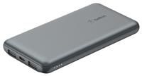 Belkin 10000mAh portable power bank, 10K USB-C portable charger with 1 USB-C port and 2 USB-A ports, battery pack for up to 15W charging for iPhone, Samsung Galaxy, AirPods, iPad - Space Grey