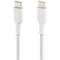 Belkin BoostCharge Braided USB-C To USB-C Cable 2m for Apple AirPods Pro 2nd gen, iPad Air 4, iPad mini 6th Gen, iPad (10.9") 10th Gen, iPad Pro (12.9) 3r - White, White