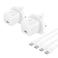 Belkin 25W USB-C Wall Charger & 1m USB-C Cable - Twin Pack