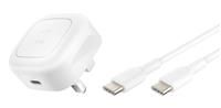 Belkin BoostCharge 20W Cubic Wall Charger, USB-C Power Delivery Fast Charging for Apple iPhone 16, Samsung Galaxy S25, iPad, AirPods & More with USB-C to C Cable included - White