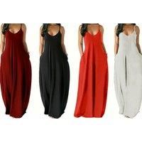 Women'S Strappy Sling Dress - Red, Grey, Orange Or Black!