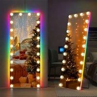 Hollywood Full Length Mirror with Lights RGB Backlit Light Up Full Body Standing Mirror 160cm