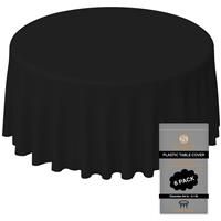 sundee Plastic Round Tablecloth inch, Pack Plastic Table 84 6 84 Black