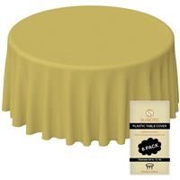 sundee Plastic Round Tablecloth inch, Pack Plastic Table 84 6 84 Gold
