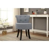 Grey Upholstered Vanity Dressing Chair with Rubberwood Legs