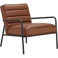 Leisure Soft PU Leather Cushioned Armchair with Sturdy Metal Frame