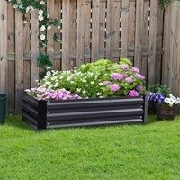 Livingandhome Galvanized Steel Square Raised Garden Bed Planter Box, 100cm W x 60cm D x 30cm H