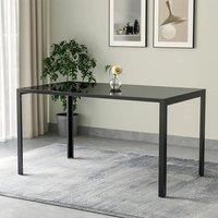 1.4M Black Glass Dining Table for Living Room Garden Kitchen Bedroom
