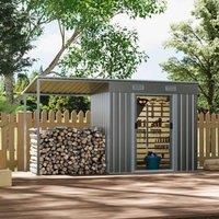 Garden Sanctuary Gardensanctuary 4.0 X 6.4 Ft Grey Outdoor Metal Storage Shed With Double Doors, Grey