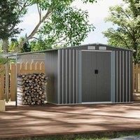 Gardensanctuary 2.3 X 6.1 Ft Grey Metal Firewood Rack With Roof