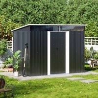 Garden Sanctuary Gardensanctuary 8.6 X 4.3 Ft Black Steel Storage Shed With Sliding Doors, Black