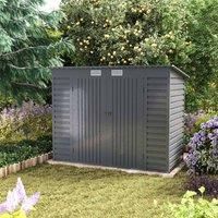 Garden Sanctuary Gardensanctuary 3.7 X 7.9 Ft Galvanized Steel Outdoor Storage Shed With Vents And Dual Doors, Grey