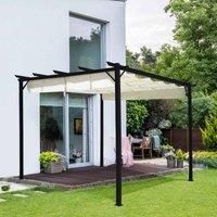 Gardensanctuary Cream Pa-coated Outdoor Retractable Steel Pergola With Canopy