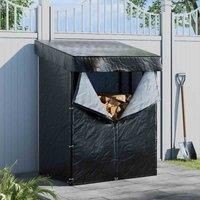 GardenSanctuary Garden Sanctuary Light Grey Tube Firewood Rack With Roof