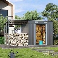 Garden Sanctuary Dark Grey Outdoor Storage Shed With Lean-to, Grey