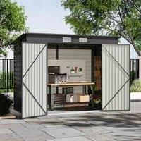 Garden Sanctuary Charcoal Black Garden Galvanized Storage Shed With 2 Lockable Doors, Grey