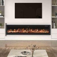 GardenSanctuary Garden Sanctuary 80 Inch 1800W Electric Freestanding Fireplace With Remote Control - Black
