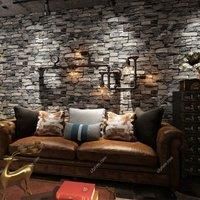 Garden Sanctuary 950Cm X 53Cm Pvc Rustic Faux Brick 3D Wallpaper Roll, Grey