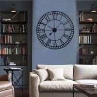 Garden Sanctuary 40Cm Large Decorative Metal Roman Numeral Skeleton Wall Clock - Black