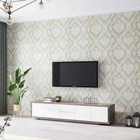 Garden Sanctuary 500Cm X 45Cm Flower Textured Pvc Wallpaper Roll - Sliver Gold, Yellow