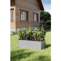 Silver Outdoor Metal Rectangular Raised Garden Bed