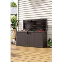 105-Gallon Faux Wood Grain Outdoor Storage Deck Box