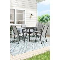 5Pcs Garden Metal Slatted Square Coffee Table Set