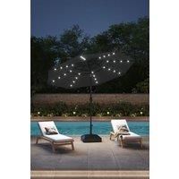 3-Tier Outdoor Garden Umbrella with Solar Lights & Fillable Stand