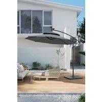 Double-Top Garden Umbrella Parasol with Solar Lights & HDPE Base