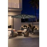 Solar-Powered Round Outdoor Garden Cantilever Parasol with Lights£No Base£