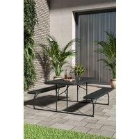 Outdoor Folding Picnic Dining Table Set with Parasol Hole